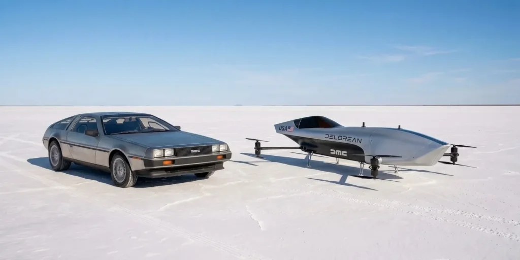 DeLorean ar putea lua fața celor de la Tesla în aer cu un bolid de curse eVTOL