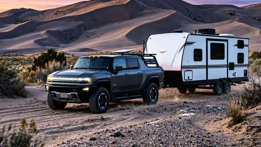 GMC Hummer EV влече 30-футова каравана през Скалистите планини, но бързото зареждане излезе по-скъпо от дизела